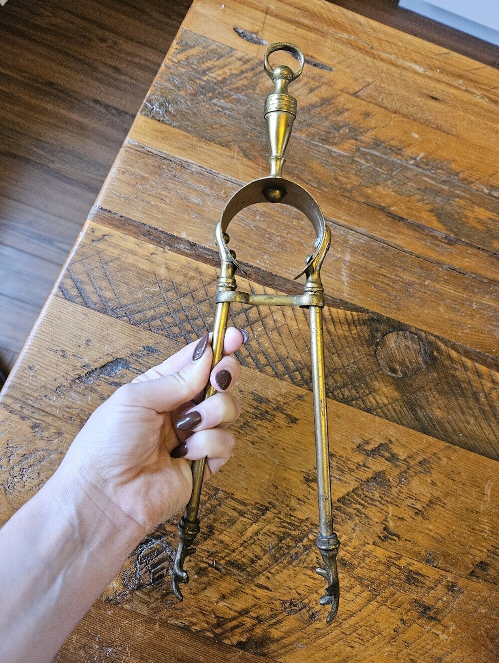 Vintage Brass Fireplace Tongs